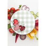 Decovetro Cam Kesme Tahtası ve Sunumluk Yuvarlak Love Serisi Kalp Desenli 30 x 30 cm - Çok Renkli