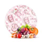 Decovetro Cam Kesme Tahtası ve Sunumluk Yuvarlak Love Serisi Sugar Desenli 30 x 30 cm