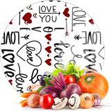 Decovetro Cam Kesme Tahtası ve Sunumluk Yuvarlak Love Serisi Yazı Desenli 30 x 30 cm - Çok Renkli