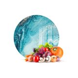 Decovetro Cam Kesme Tahtası ve Sunumluk Yuvarlak Mavi Mermer Desenli 30x30 Cm