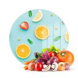 Decovetro Cam Kesme Tahtası ve Sunumluk Yuvarlak Meyve Desenli 30x30 Cm