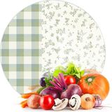 Decovetro Cam Kesme Tahtası ve Sunumluk Yuvarlak Minimal Flower & Buffalo Desenli 30 x 30 cm - Çok Renkli