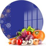 Decovetro Cam Kesme Tahtası ve Sunumluk Yuvarlak Mor Kar Tanesi Desenli 30X30 cm