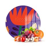 Decovetro Cam Kesme Tahtası ve Sunumluk Yuvarlak Mor Lale Desenli 30x30 Cm