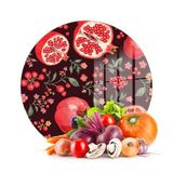 Decovetro Cam Kesme Tahtası ve Sunumluk Yuvarlak Nar Desenli 30 x 30 cm