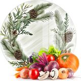 Decovetro Cam Kesme Tahtası ve Sunumluk Yuvarlak Noel Yılbaşı Çelenk Desenli 30 x 30 cm - Yeşil - Renk