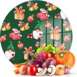 Decovetro Cam Kesme Tahtası ve Sunumluk Yuvarlak Noel Yılbaşı Desenli 30 x 30 cm - Çok Renkli
