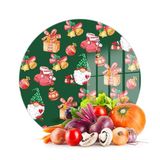 Decovetro Cam Kesme Tahtası ve Sunumluk Yuvarlak Noel Yılbaşı Desenli 30 x 30 cm