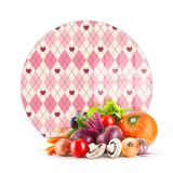 Decovetro Cam Kesme Tahtası ve Sunumluk Yuvarlak Pembe Baklava Desenli 30 x 30 cm