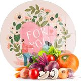 Decovetro Cam Kesme Tahtası ve Sunumluk Yuvarlak Pembe For You Desenli 30X30 cm