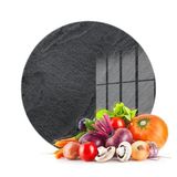 Decovetro Cam Kesme Tahtası ve Sunumluk Yuvarlak Siyah Taş Desenli 30x30 Cm