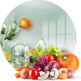 Decovetro Cam Kesme Tahtası ve Sunumluk Yuvarlak Vintage Fruits 30X30 cm - 30 x 30 cm