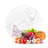 Decovetro Cam Kesme Tahtası ve Sunumluk Yuvarlak Vintage Kelebek Desenli 30x30 Cm