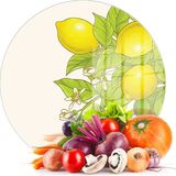 Decovetro Cam Kesme Tahtası ve Sunumluk Yuvarlak Vintage Lemon 30X30 cm - Çok Renkli