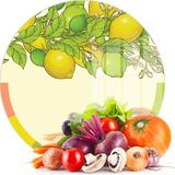 Decovetro Cam Kesme Tahtası ve Sunumluk Yuvarlak Vintage Lime 30X30 cm - Çok Renkli