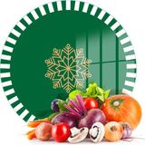 Decovetro Cam Kesme Tahtası ve Sunumluk Yuvarlak Yeşil Beyaz Kar Tanesi Desenli 30X30 cm - Renk