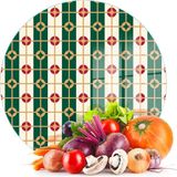 Decovetro Cam Kesme Tahtası ve Sunumluk Yuvarlak Yeşil Geometrik Desenli 30X30 cm