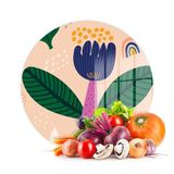 Decovetro Cam Kesme Tahtası ve Sunumluk Yuvarlak Yeşil Pembe Lale Desenli 30x30 Cm