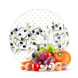 Decovetro Cam Kesme Tahtası ve Sunumluk Yuvarlak Zeytin Desenli 30 x 30 cm