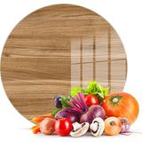Decovetro Cam Kesme Tahtası Yuvarlak Açık Ahşap Meşe Desenli 30x30 Cm