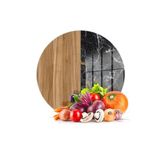 Decovetro Cam Kesme Tahtası Yuvarlak Ahşap ve Mermer Desenli 30x30 cm