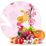 Decovetro Cam Kesme Tahtası Yuvarlak Aşk Kuşu Desenli 30x30 Cm