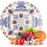 Decovetro Cam Kesme Tahtası Yuvarlak Çini Motifi Desenli 30x30 Cm