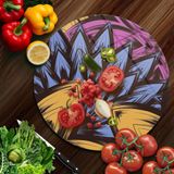 Decovetro Cam Kesme Tahtası Yuvarlak Dekoratif Çiçek Desenli 30x30 Cm