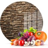 Decovetro Cam Kesme Tahtası Yuvarlak Dekoratif Taş desenli 30x30 Cm