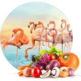 Decovetro Cam Kesme Tahtası Yuvarlak Flamingo Desenli 30X30 cm