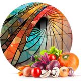 Decovetro Cam Kesme Tahtası Yuvarlak Geometrik Desenli 30x30 Cm