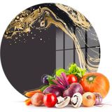 Decovetro Cam Kesme Tahtası Yuvarlak Gold Dalga Desenli 30X30 cm