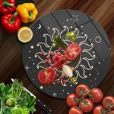 Decovetro Cam Kesme Tahtası Yuvarlak Horoscope Ay Güneş Desenli 30x30 Cm