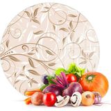Decovetro Cam Kesme Tahtası Yuvarlak Kahve Sarmaşık Desenli 30x30 Cm