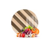 Decovetro Cam Kesme Tahtası Yuvarlak Karışık Ahşap Desenli 30x30 cm