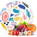 Decovetro Cam Kesme Tahtası Yuvarlak Karışık Desenli 30x30 Cm