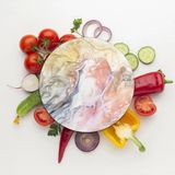 Decovetro Cam Kesme Tahtası Yuvarlak Karışık Mermer Desenli 30x30 Cm