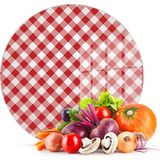 Decovetro Cam Kesme Tahtası Yuvarlak Kırmızı Beyaz Desenli 30x30 Cm
