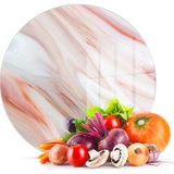 Decovetro Cam Kesme Tahtası Yuvarlak Kırmızı Mermer Desenli 30x30 Cm