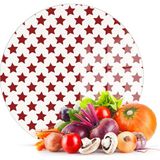 Decovetro Cam Kesme Tahtası Yuvarlak Kırmızı Yıldız Desenli 30X30 cm