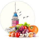 Decovetro Cam Kesme Tahtası Yuvarlak Kız Kulesi Desenli 30x30 Cm