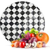 Decovetro Cam Kesme Tahtası Yuvarlak Küçük Kare Desenli 30x30 Cm