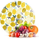 Decovetro Cam Kesme Tahtası Yuvarlak Limon Desenli 30X30 cm