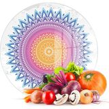 Decovetro Cam Kesme Tahtası Yuvarlak Mandala Çizgi Desenli 30X30 cm