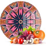 Decovetro Cam Kesme Tahtası Yuvarlak Mandala Desenli 30X30 cm