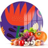 Decovetro Cam Kesme Tahtası Yuvarlak Mor Lale Desenli 30x30 Cm