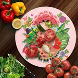 Decovetro Cam Kesme Tahtası Yuvarlak Pembe Desenli 30x30 Cm