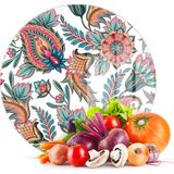 Decovetro Cam Kesme Tahtası Yuvarlak Sarmaşık Motifi Desenli 30x30 Cm