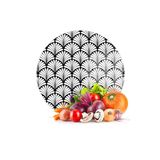Decovetro Cam Kesme Tahtası Yuvarlak Siyah Beyaz Geometrik Desenli 30x30 cm