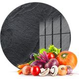 Decovetro Cam Kesme Tahtası Yuvarlak Siyah Taş Desenli 30x30 Cm